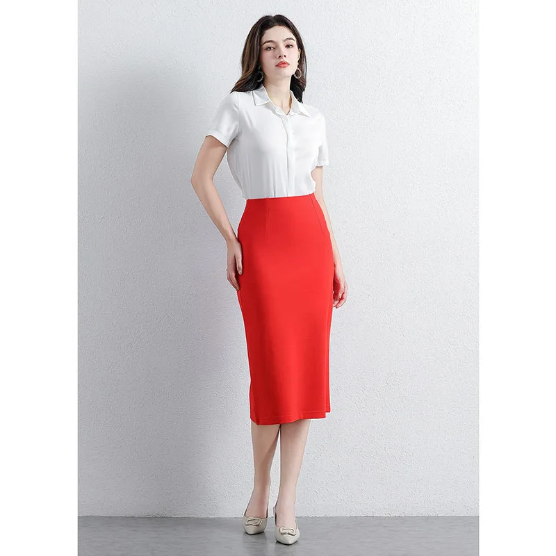 2024 Summer A-line Skirt High Waist Mid Skirt Slim Professional Hip Wrap Skirt