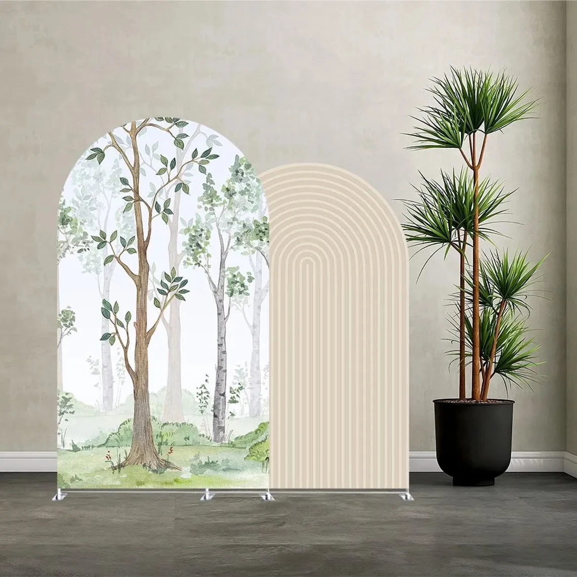 

LS Custom 2-Sided Fairytale Forest Wonderland Kids Birthday Party Baby Shower Cover Chiara Arch Background Decor Backdrop