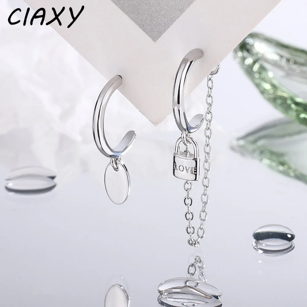 CIAXY Orecchini con chiusura geometrica color argento per le donne Orecchini asimmetrici di popolarità Nuovo regalo di gioielli di moda