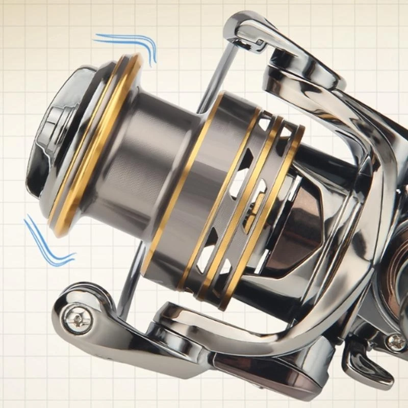 

Metal Spool Spinnings Fishing Reel with Interchangeable Collapsible Handle 5.2:1 Gear Ratio 13Lbs Drag Fishing Reel