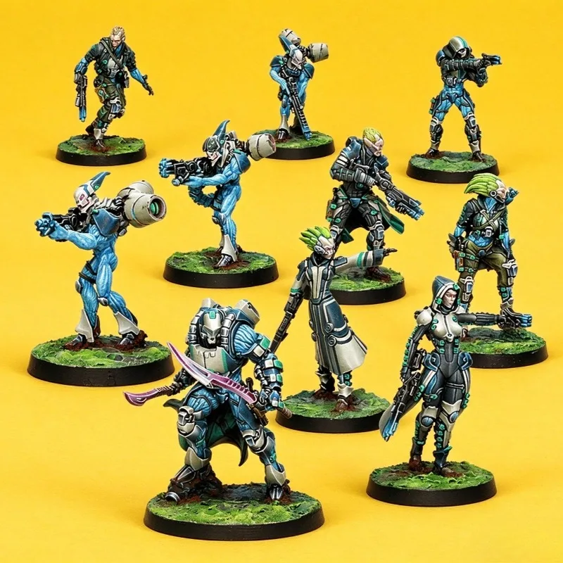 28mm Scale Resin Assembled Model Kit, 10 Pcs Futuristic Cybernetic Troopers Squad, Unassembled and Unpainted Wargame Miniatures