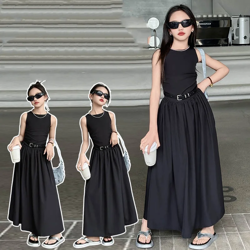 

Fashion Girls Summer Dresses Sweetheart Casual Ankle-Length Dress Baby Sleeveless Dresses Tween Girls A-Line Sundress Size 4-14Y