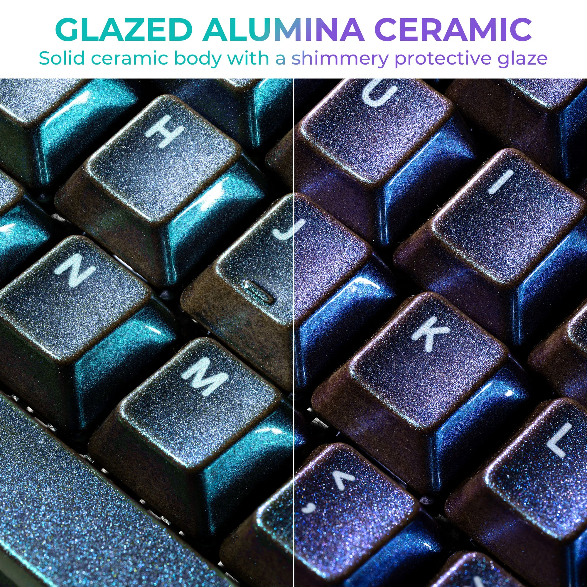 XVX Violet Multichrome Glitter Ceramic Keycap Cherry Profile 120-Key Enhanced With Glitter Coating