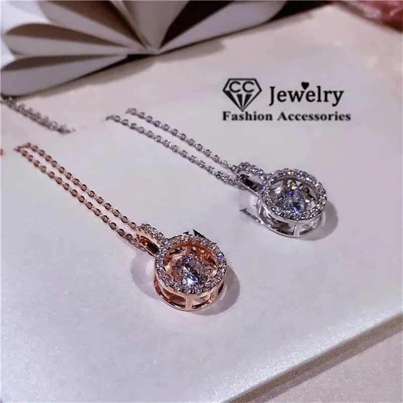 CC naszyjniki dla kobiet Move wisiorki ShakeCubic cyrkon Fine Jewelry bicie serca romantyczny łańcuszek do obojczyka CCN713