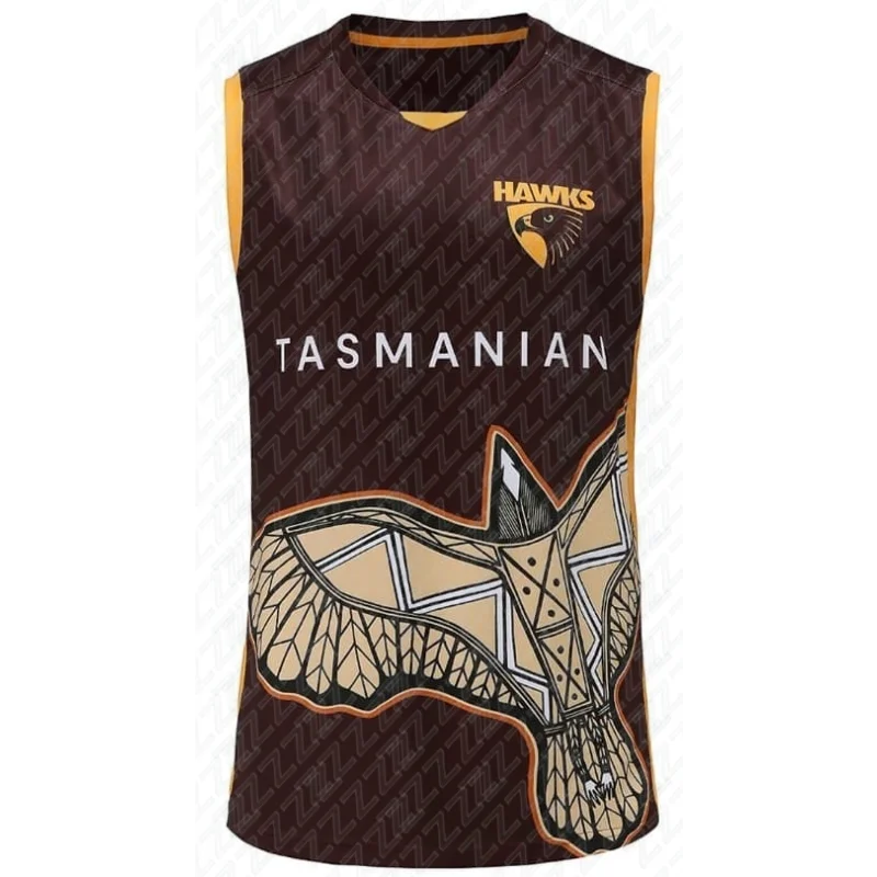 Hawthorne Hawks, Youth Training Vest, Sports and Fitness Vest, Sleeveless Australian Football Jersey, Replica Team Uniform