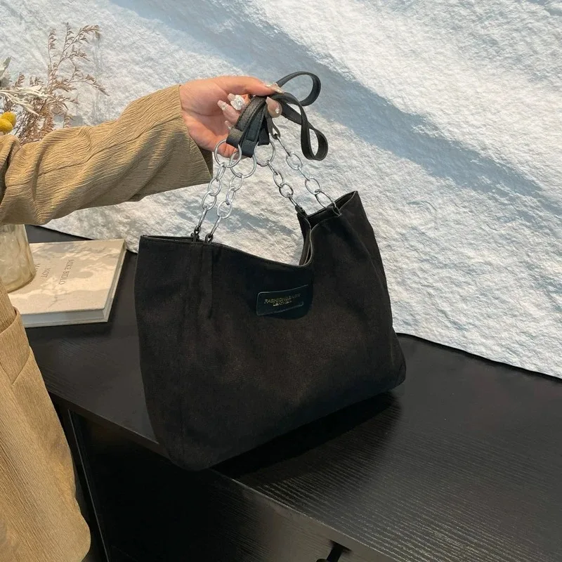 Leisure suede large capacity bag women's bag commuting shoulder bag popular temperament tote bag