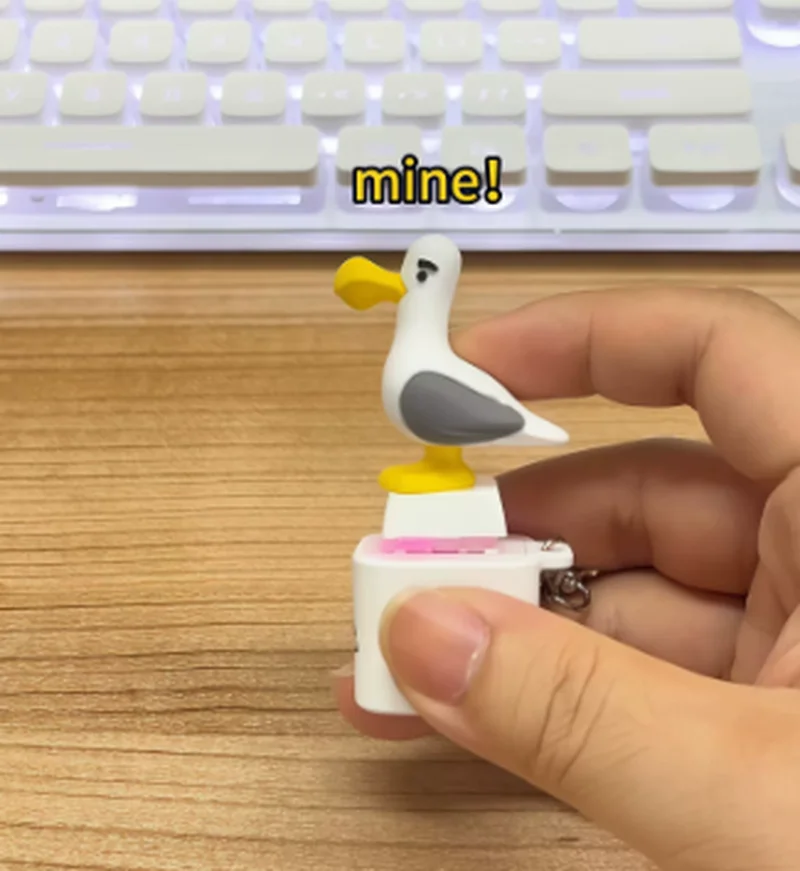 Mine Seagull Keycap Keychain Luminous Sounding Stress Relief Creative Fidget Toy Portable Electronic Pendant For Adult Relax view 6