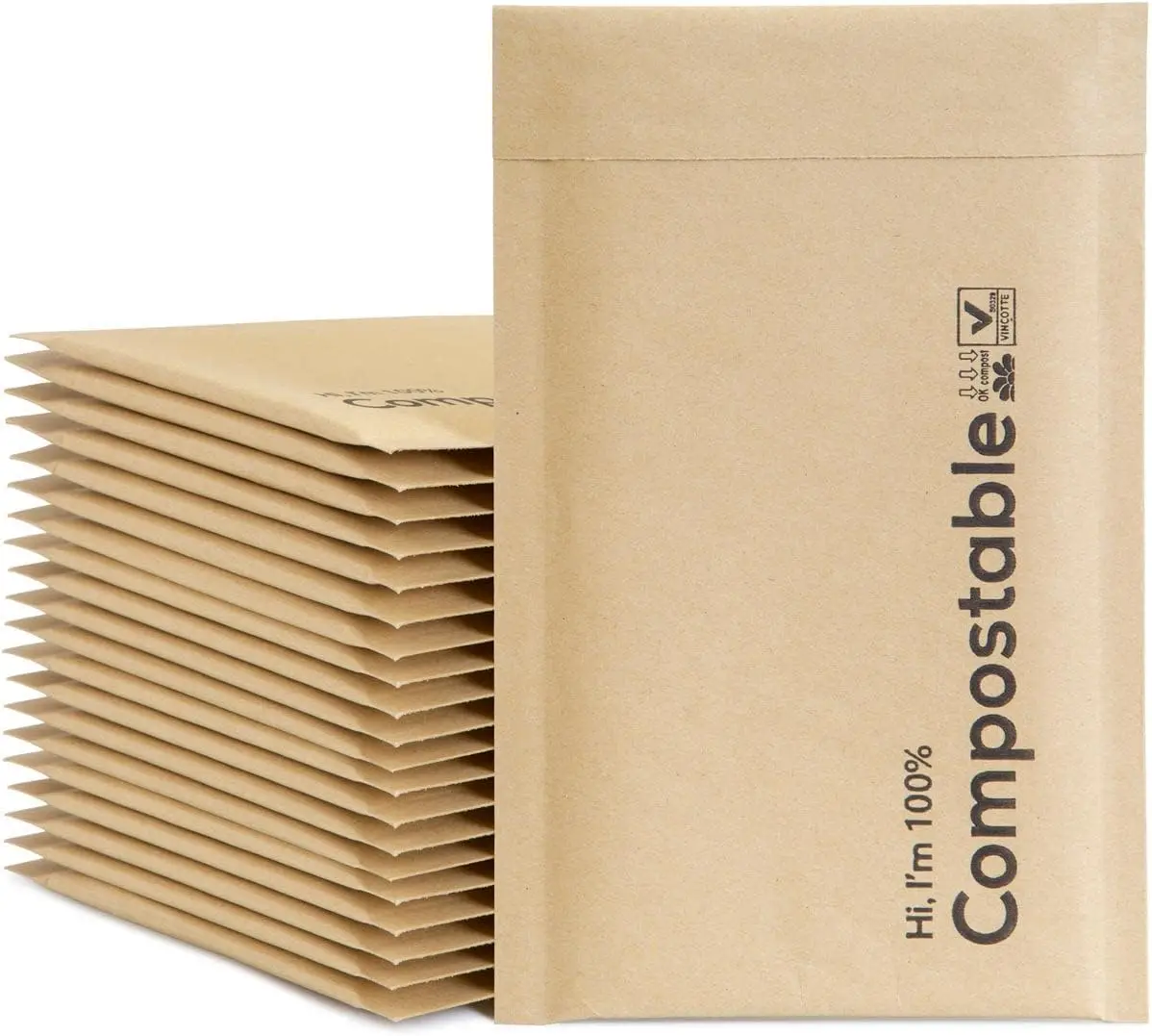 

Eco-Friendly Biodegradable Bubble Mailers, 25 Pack Kraft Envelopes, Compostable Padded Shipping Bags