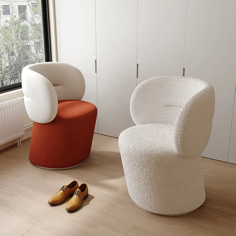 */ Designer Cream Style Rotatable Sofa Stool For Living Room Makeup Dressing & Beauty Salon Nail Shop