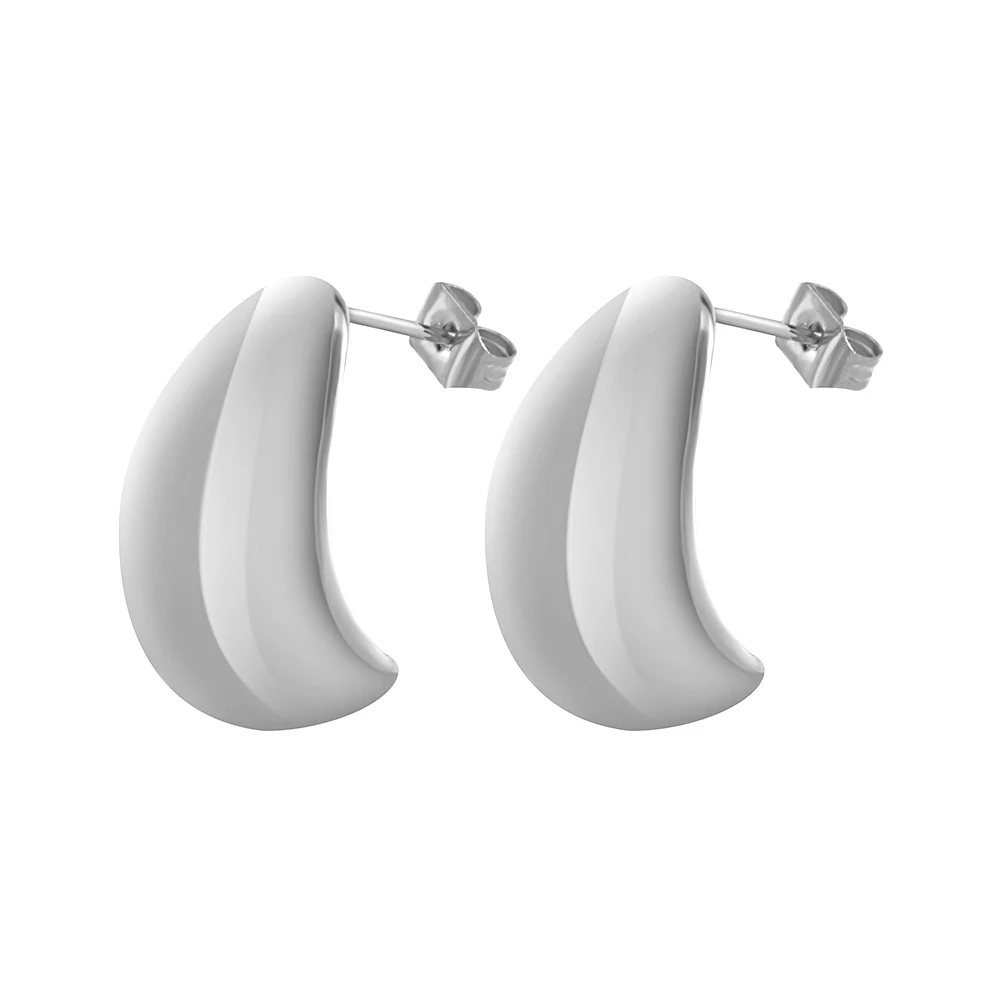 Stainless Steel Europe And America Fashion Minimalism Water Droplet Crescent Moon Stud Earrings Jewelry Gift For Women