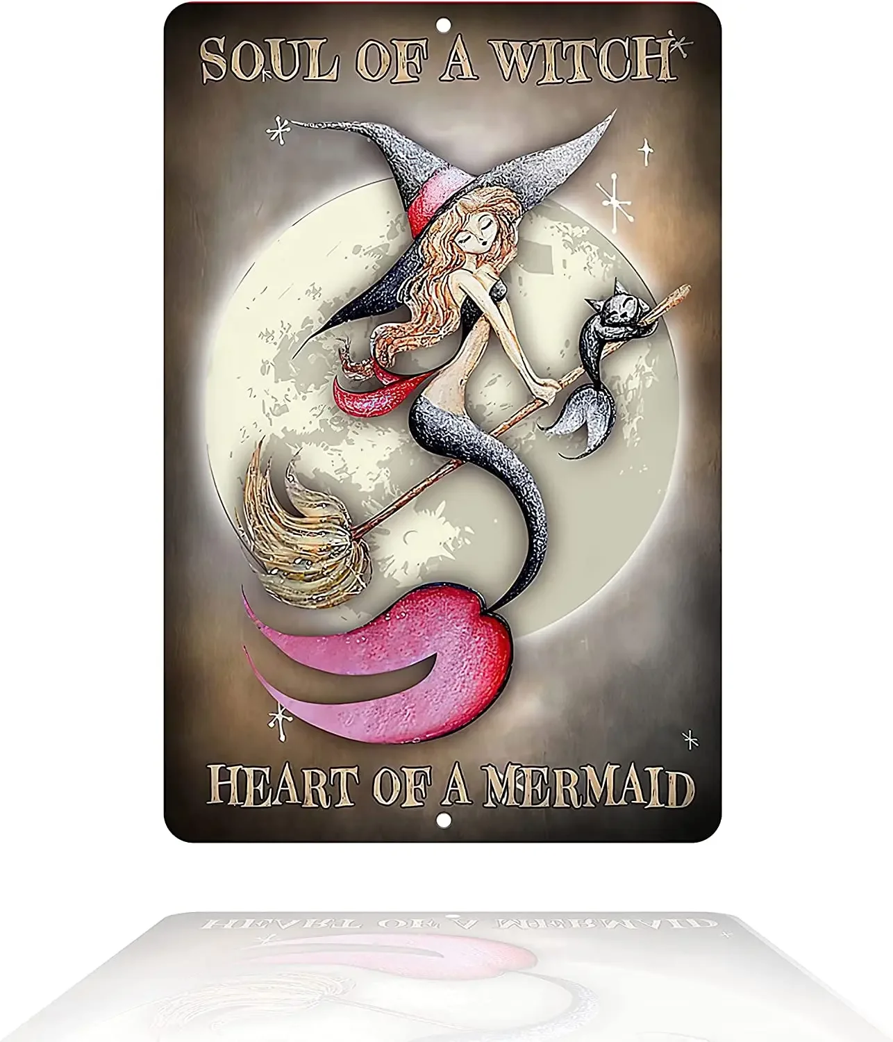 

Винтажный Декор Witchery Witch, декор на Хэллоуин, Русалка и кот, металлическая стена, арт-бар, металлический жестяной знак, душа фермерского дома, декор для комнаты