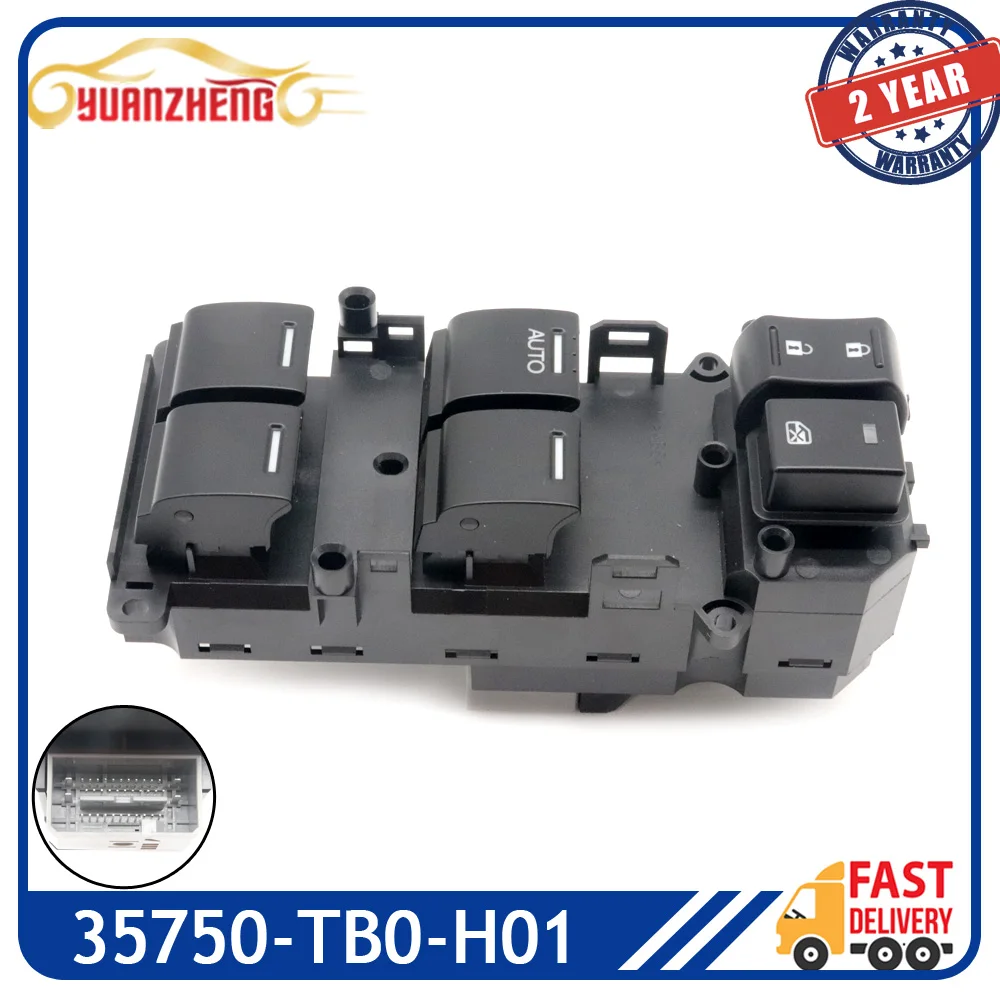 New Left Side Auto Electric Power Window Control Switch 35750-TB0-H01 For Honda Accord EX LX 2.4L 3.5L 2008-2012 35750TB0H01