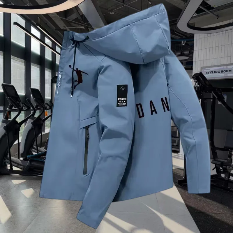 Luxury and exquisite sports brand autumn hooded pocket jacket fashionable men's outdoor training lightweight zipper jacket top
