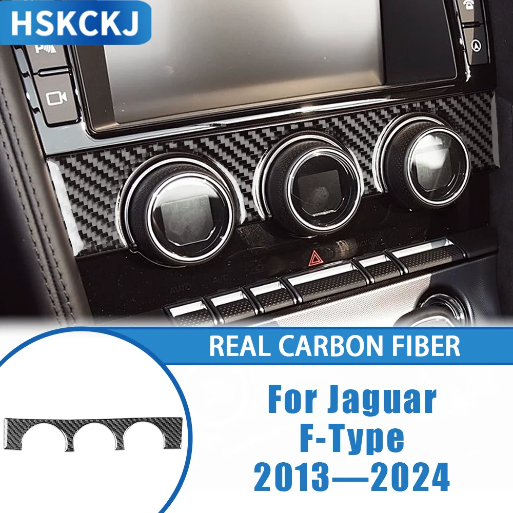 

Carbon Fiber Car Accessories Console Air Conditioner AC Knob Panel Cover Trim Sticker Modification For Jaguar F-Type 2013—2024