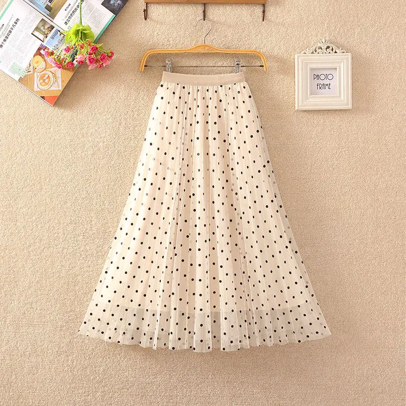 

Long Skirt Korean Fashion Original Long Pleated Skirt Spring and Autumn Retro Elastic High Waisted Street Clothing Skirt P792