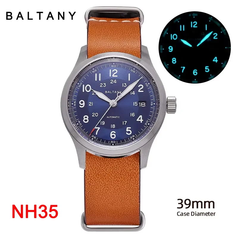 

Baltany военные полевые мужские механические наручные часы S2049 NH35 автоматические сапфировые 100 м водонепроницаемые мужские часы с индикатором календаря