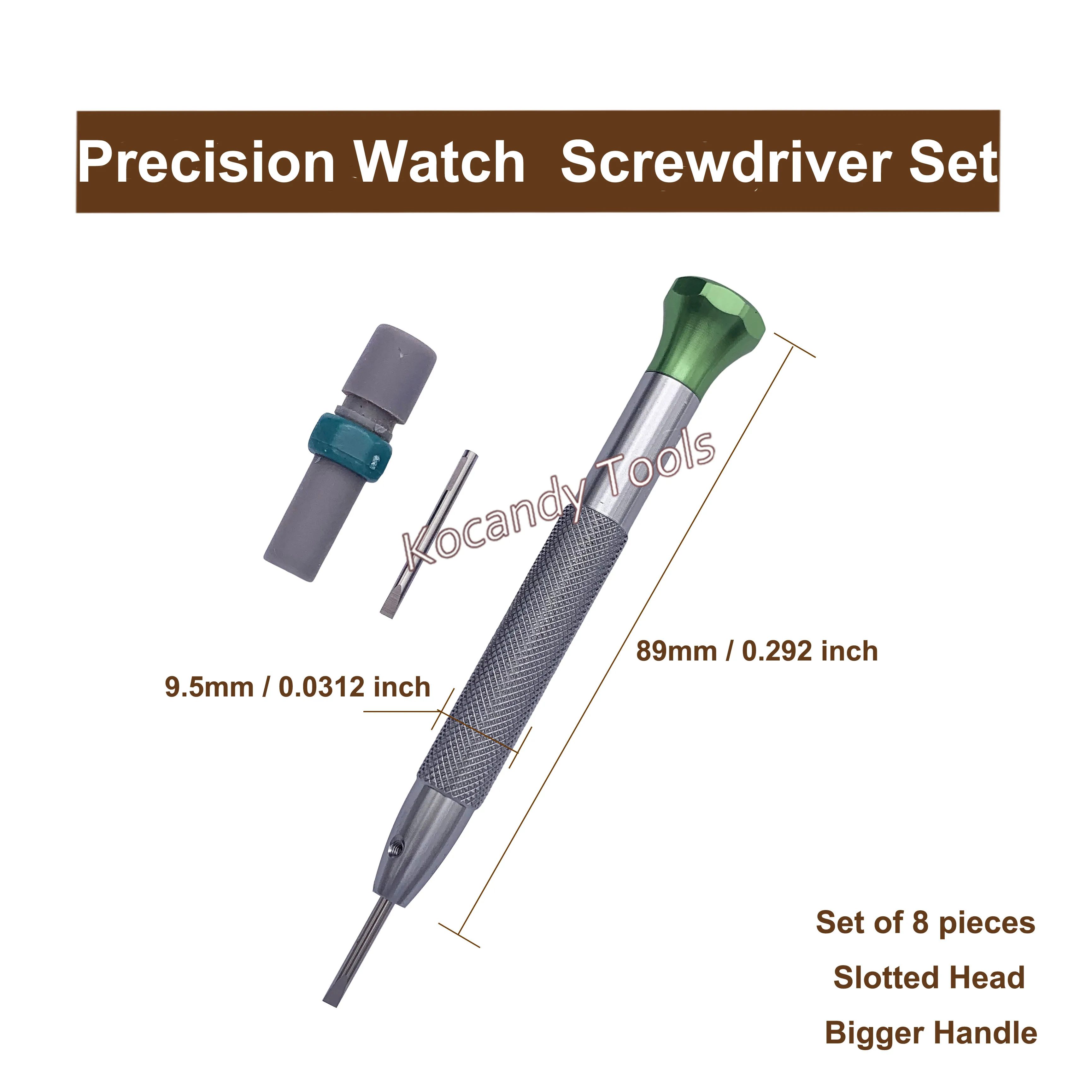 Uhren-Schraubendreher-Set, 8-teilig, geschlitzt, 0,6 mm – 2,0 mm, robustes, multifunktionales Uhrmacher-Schraubendreher-Set für die Uhrenreparatur