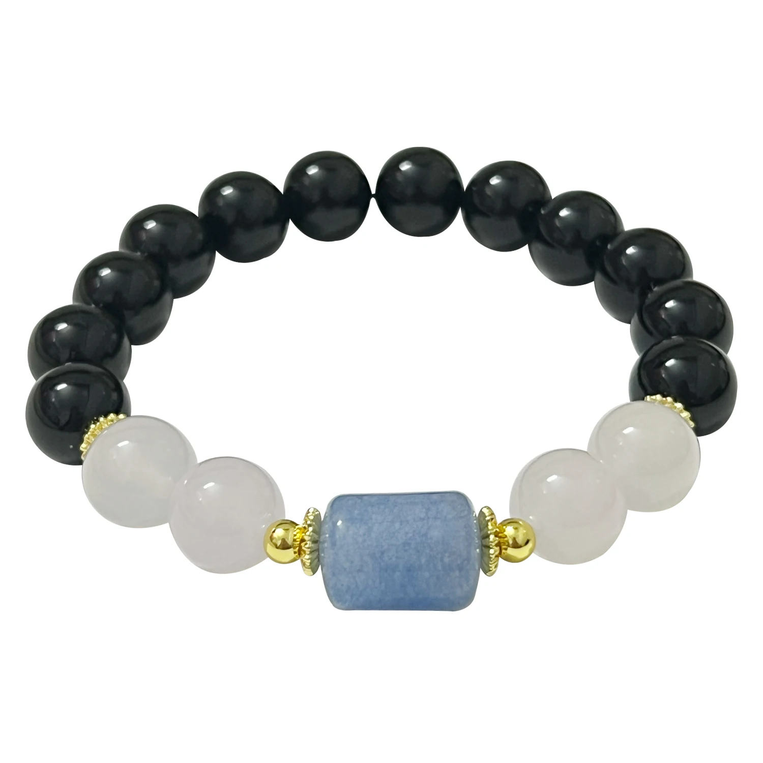 

10mm Round Beads Agate Bracelet for Women Natural Semi Gemstone Beaded Bangle Handmade Stretchy Bracelets