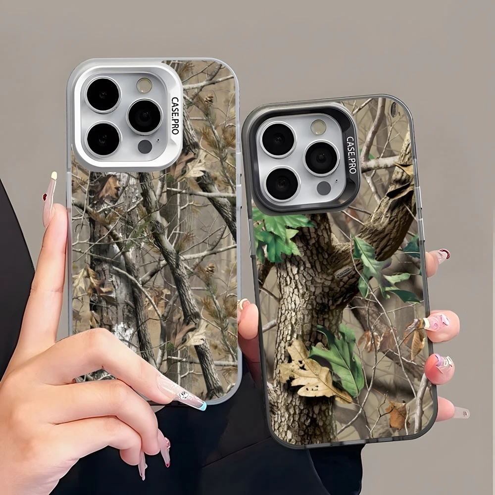 Realtree Real Tree Camo Phone Case Colored Silver Trendy Phone Case For IPhone 16 15 14 13 12 Pro Max 11 2024 Fashion Couple