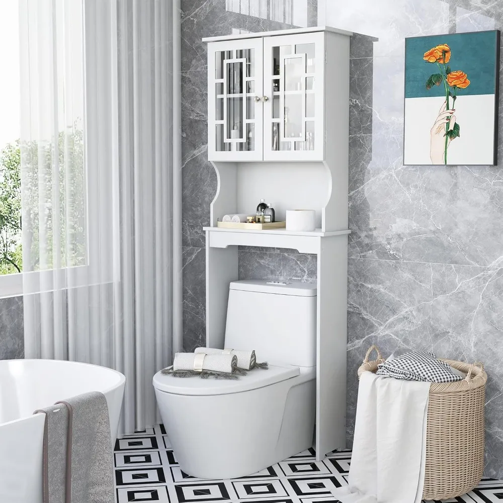 

Over-The-Toilet Storage Space Saver, Bathroom Organizer with Cabinet and Shelf, Above Toilet Standing Rack, Customized