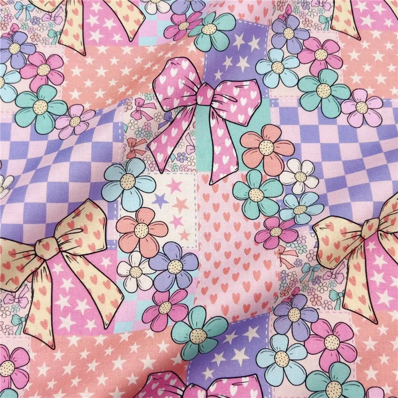 

Хлопковая однотонная ткань с цветочным бантом и принтом сердца для платья «сделай сам», Qipao, детская одежда, скатерть, ремесленный текстиль, модная ткань