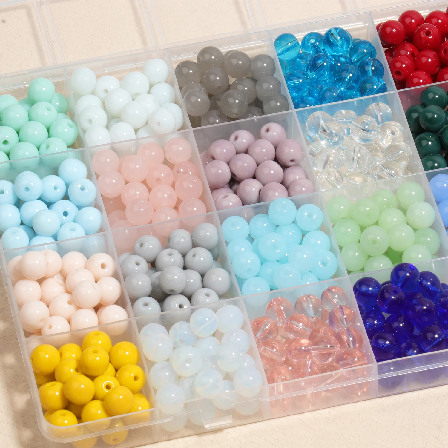 50pcs/pack 8mm Mixed Glass Crystal Stone Beads Round Loose Quartzs Beads Charms Needlework Jewelry Making Bracelet DIY Supplies