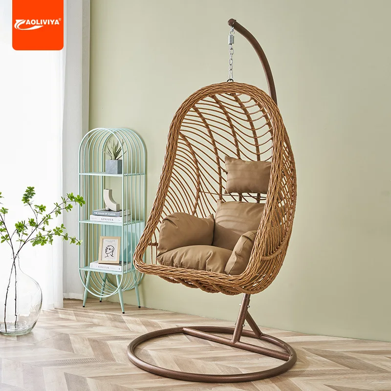 AOLIVIYA Hanging Chair Swing Outdoor Hanging Basket Household Rattan Chair Indoor Lazy Cradle Chair Balcony Hammock Outdoo