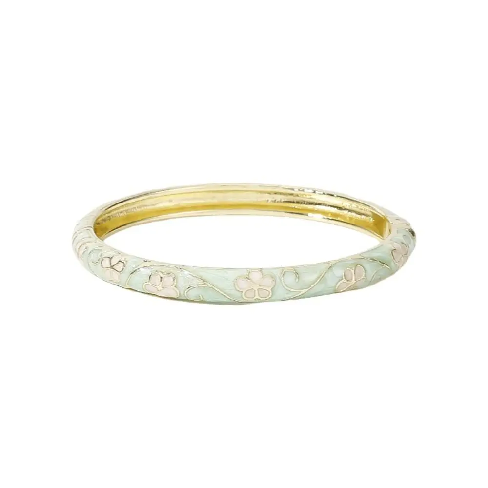 Colorful Vintage Cloisonne Bangle Traditional Enamel Flower Bangle Classic Open Cuff Women's Hand Bracelet Jewelry Gifts