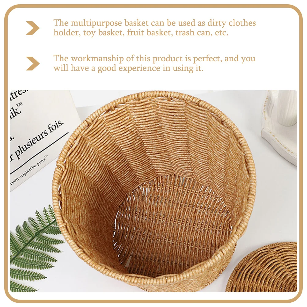 Basket Wicker Storage Trash Can Waste Woven Laundry Baskets Rattan Bin White Garbage Hamper Clothes Lid Seagrass Dirty Container