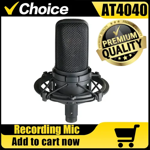 Gran oferta AT4040 micrófono condensador profesional de diafragma grande para grabación de estudio Podcasting voz sobre alta sensibilidad