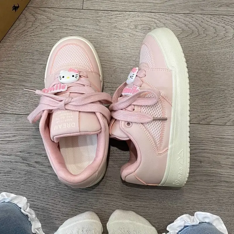 Sanrio Hello Kitty Anime Sneakers Girl Heart Sweet Cute Cartoon Summer Women Pink Bread Shoes Soft-Soled Tide Gift for Kids