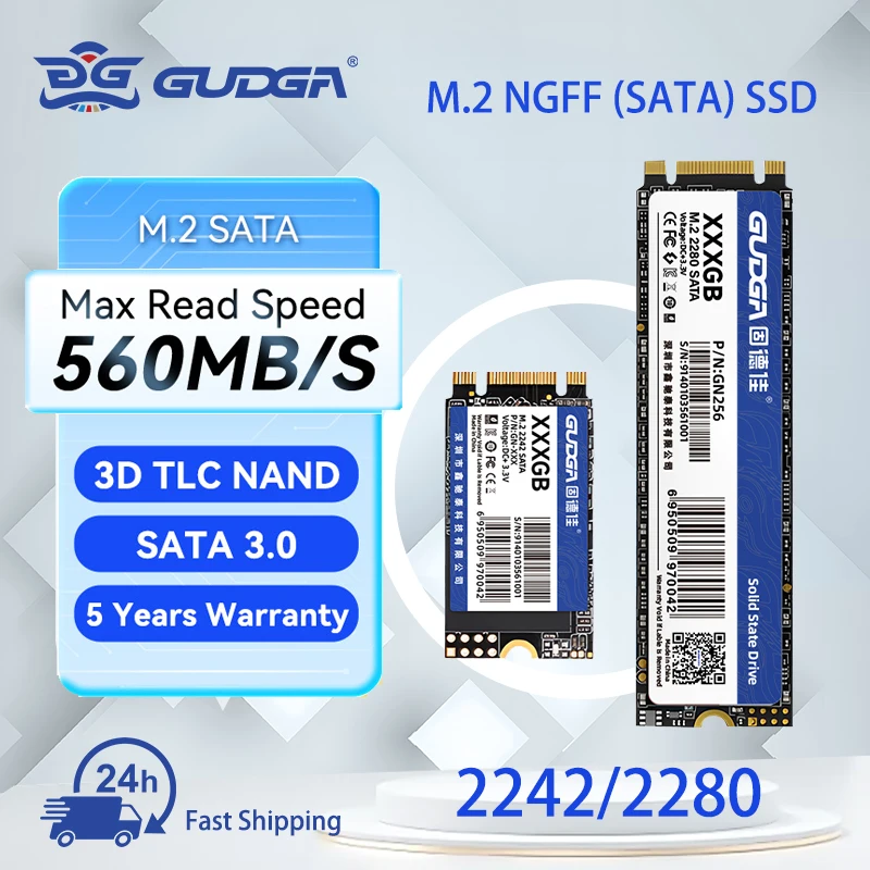 

GUDGA SSD SATA M2 1TB 512GB 2TB 256GB 128GB Ssd Hard Disk M.2NGFF Solid State Drive 2242 2280 Hard Drive Disk for Desktop Laptop