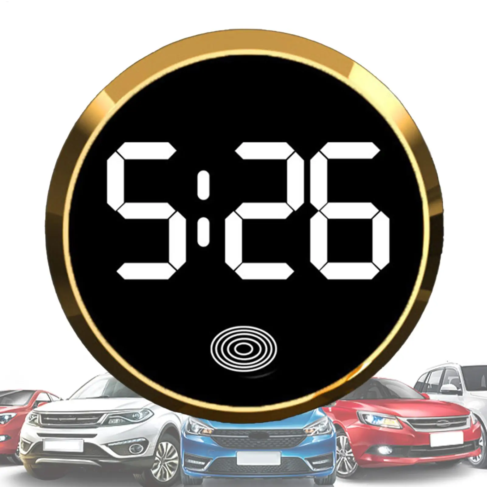 Mini Car Dashboard Clock Round LED Digital Auto Dashboard Clock Robust Construction Car Interior Clock for Sedan Small Car RV