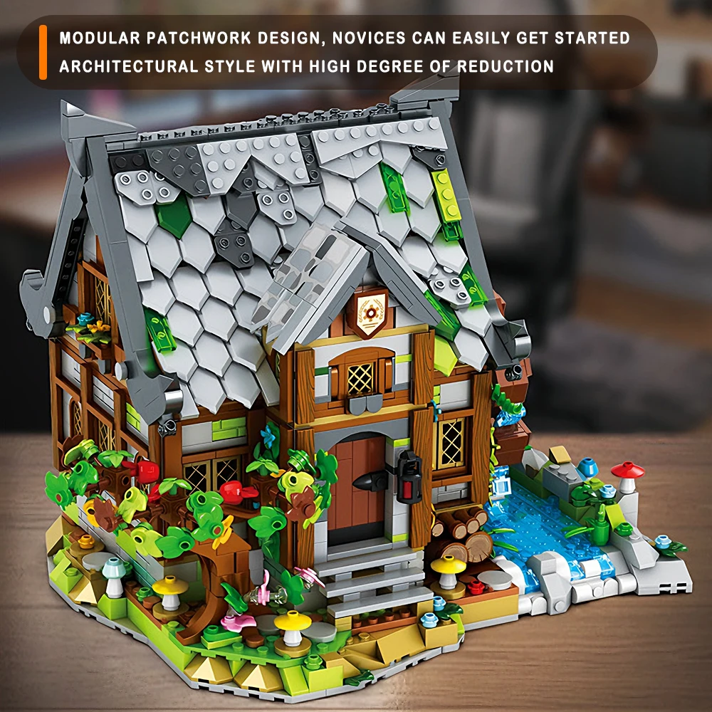 

Medieval Waterwheel Mill European Street View Model Building Blocks Assembly MOC Bricks Set Toys Christmas Gifts For Room Decor