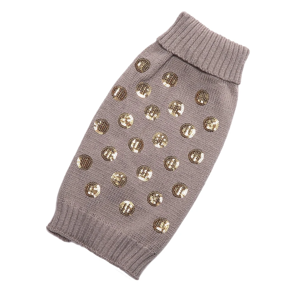 

Warm Dog Clothes Winter Pet Sweater Acrylic Furry Style Puppy Wear Festive Squama Pattern Easy Collar Fit Size L Grey
