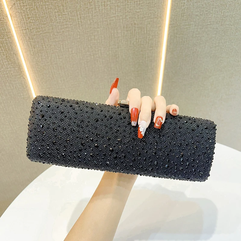

Banquet Party Clip Bags Diamond Chain Crossbody Women's Small Square Bag Rhinestone Evening Clutch for Wedding Party Dinner