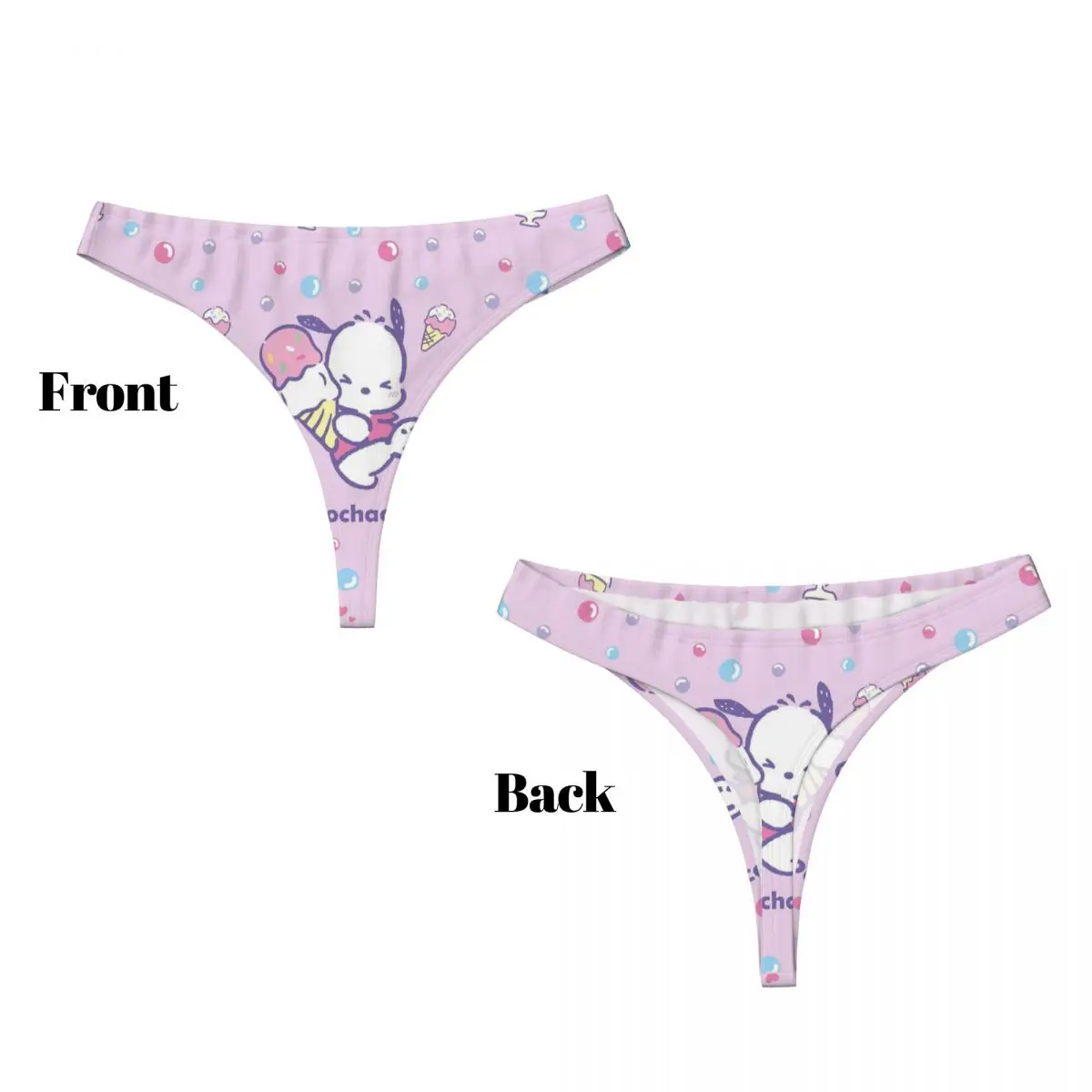 Custom Womens Anime Pochacco Kawaii Cartoon G-String Slipje Dames Ademende Strings Ondergoed