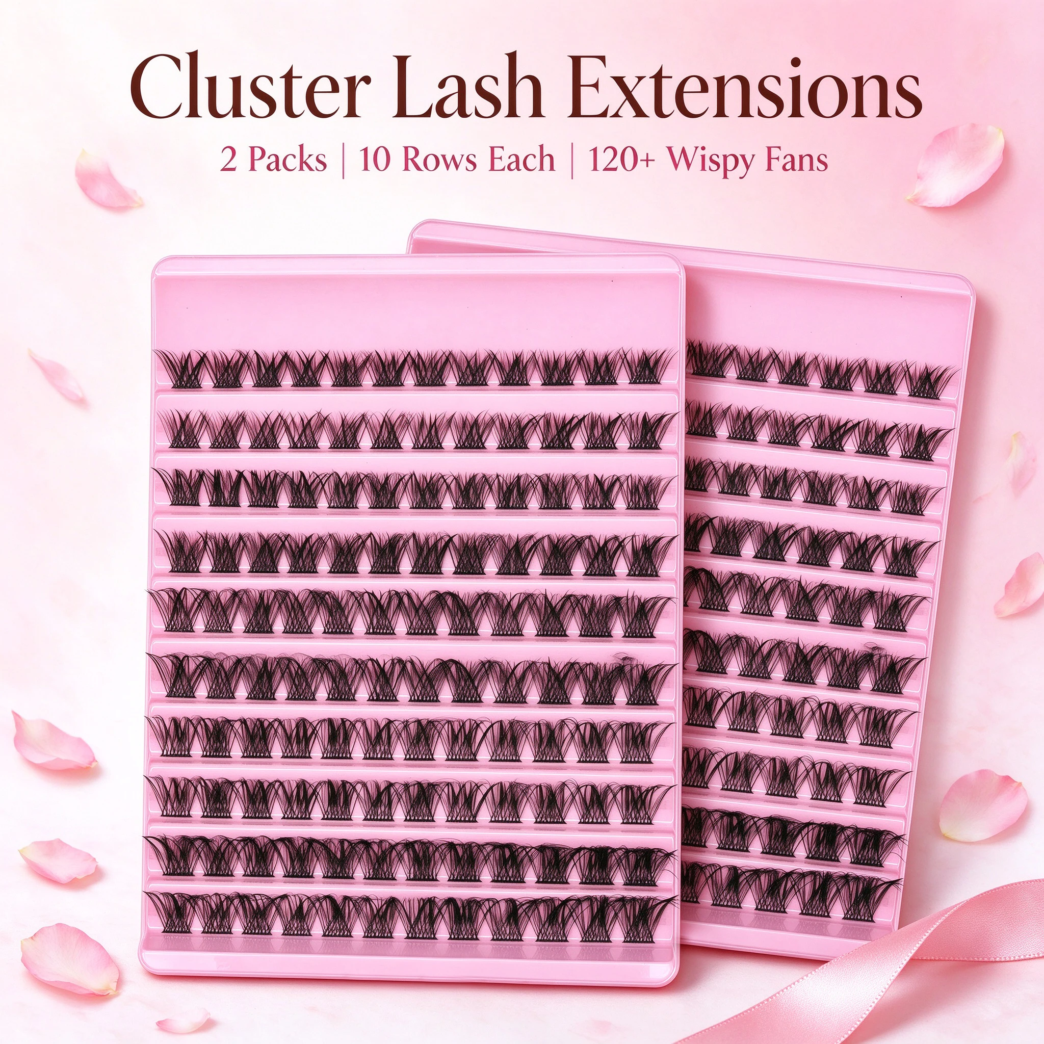 2 Pack Cluster Lashes 8-16mm Wispy Individual Lashes Extensions Natural Look Lashes D Curl Fluffy Cluster Lashes