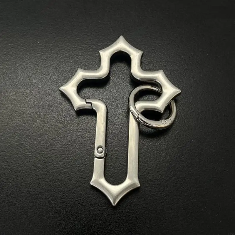 Zinc Alloy Crossed Keychain Featuring Quick Install Spring Clip Crucifix Keyring for Hiking Travel Everyday Use 