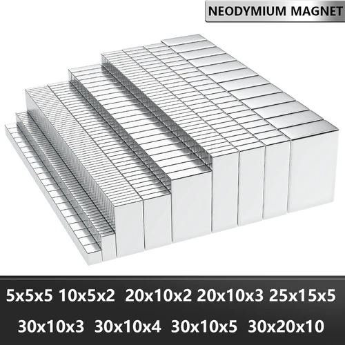 Bloque magnético de neodimio súper fuerte N35 NdfeB, imanes magnéticos permanentes potentes, imán para refrigerador 5x5x5 20x10x2mm