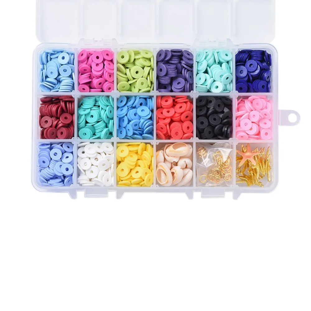 Handmade Polymer Clay Beads Disc/Flat Round Heishi Beads Mixed Color 8x0.5~1mm Hole: 2mm 190~200pcs/compartment 2850~3000pcs/box