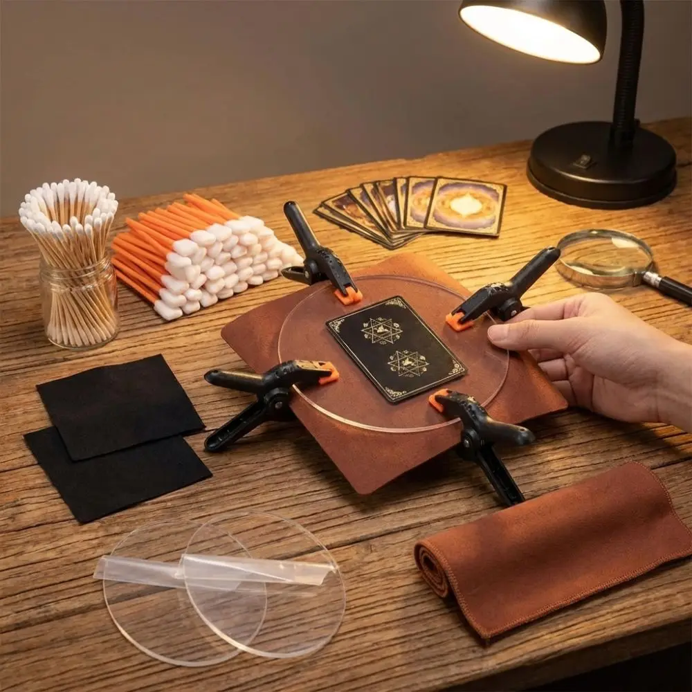 

166pcs Precision Support Card Flattening Kit Accessory Kit Clear Acrylic Rounds Card Cleaning Kit Portable Card Care Tool