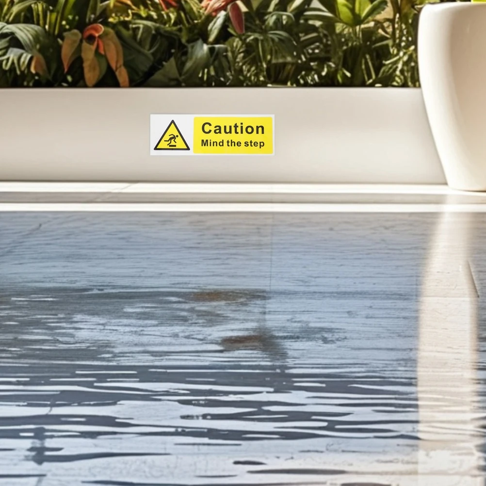 

2 pcs Safety Watch Your Waterproof Caution Watch Danger Sticker Step Yellow Traffic Sign Floor Decal Danger Warning