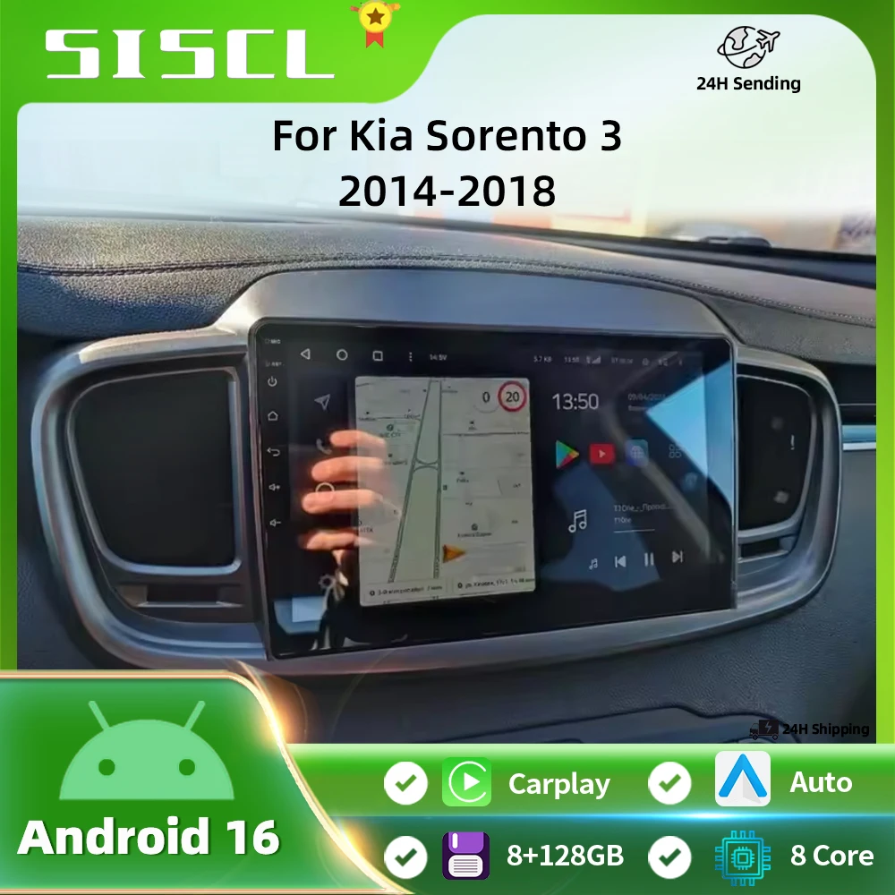 

Android 16 Carplay Auto 4G+WIFI For Kia Sorento 3 2015 2016 2017 2018 GPS Car Radio Navigation Multimedia Video Player Stereo BT