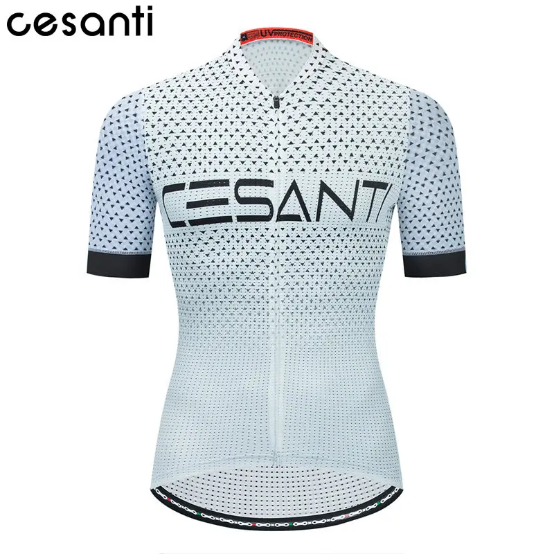 CESANTI Men Cycling Jersey Short Sleeve Summer MTB Bike Clothing Breathable Full Zipper Male Outdoor Sport Wear