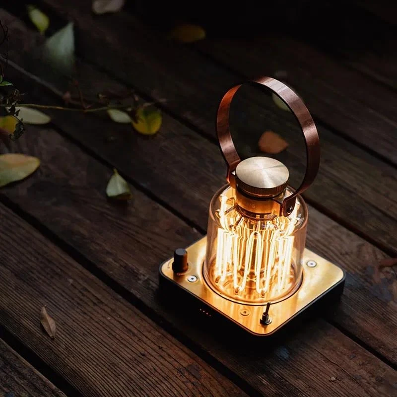Retro Brass Lantern Camping Light Luxury Atmosphere Lamp Stackable Cube Tower Design Portable Outdoor Tent Lighting Three