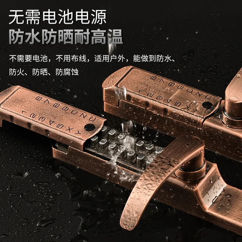 Double-sided mechanical combination lock door lock sliding cover waterproof villa courtyard door garden fence wooden door lock
