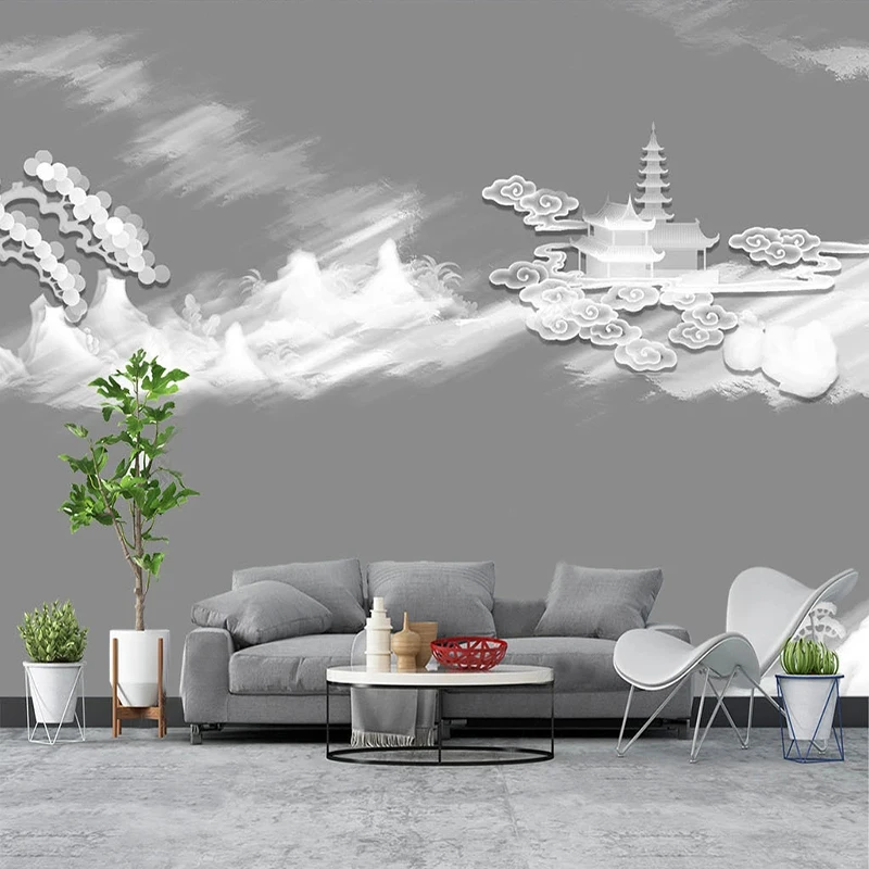 

Photo Wallpaper Black White And Gray Ink Landscape Mural Living Room Bedroom TV Background Wall Creative Home Decor Papel Tapiz