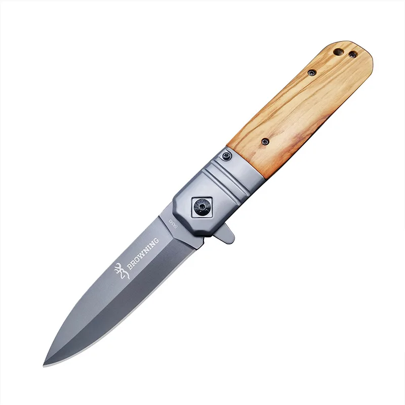 Outdoors EDC Camping Folding Knife Military Tactical Pocket Knives for Hunting and Fishing Wooden Knife Handle Men\'s Gift