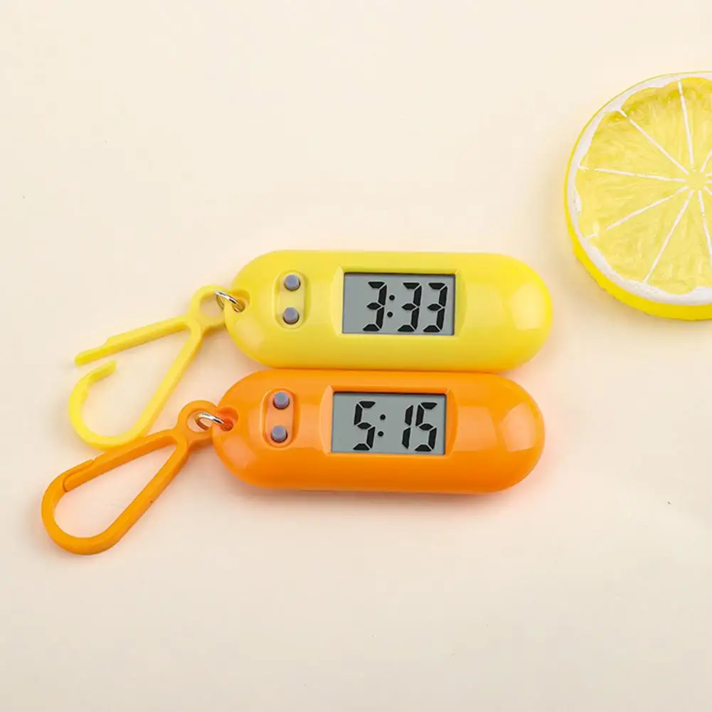 Electronic Clock Silent LCD Digital Display Pocket Watch Student Study Electronic Clock Desktop Clock Keychain for Library